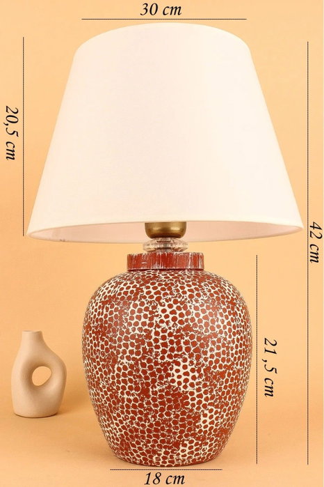 Opviq Lámpara de mesa de cerámica YL684 rojo y blanco
